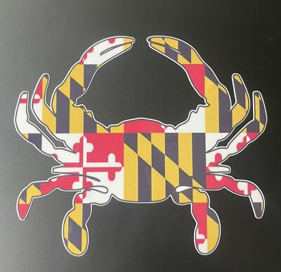 #ad Maryland Crab Sticker MD State Flag Cup Laptop Car Vehicle Window Bumper Decal $4.75