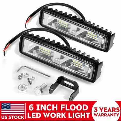 #ad 2X LED Work Lights 6 Inch 48W 12V Driving Strip Flood Beam light Bar SUV Offroad $11.77