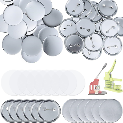 #ad 150Pcs 58Mm 2.28Inch Blank Button Supplies Badge Parts Metal Button Badge Sets $20.85