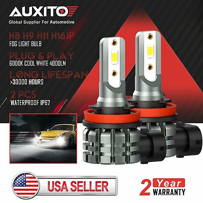 #ad 2X AUXITO H11 H8 CSP LED Fog Light Driving Bulbs 6000K White 4000LM High Power $18.99