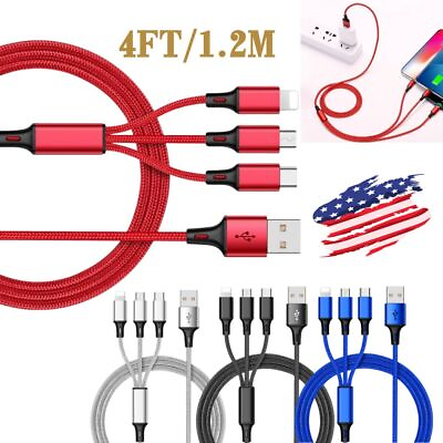 #ad 10 Pack Universal Fast USB Charging Cable Multi Function Cell Phone Charger Cord $24.18