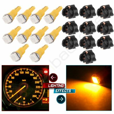 #ad 10X 74 85 T5 5050 LED Twist Sockets For Instrument Panel Amber Lights For Ford $8.69