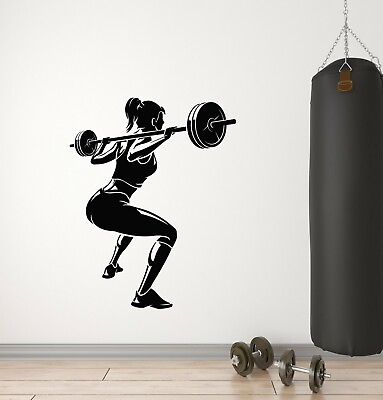 #ad Vinyl Wall Decal Fitness Club Iron Sport Girl Motivation Decor Stickers g5010 $68.99
