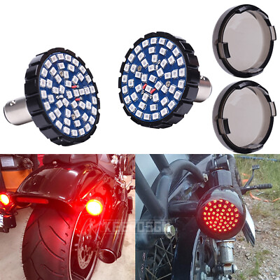 #ad Pair Red LED 1157 Turn Signal Light Smoke Lens For Harley Touring Softail $21.09