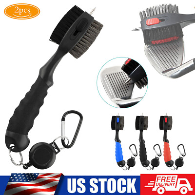 #ad 2X Sided Golf Club Brush Cleaner Retractable Groove Cleaning Tools Kit Spike $11.42