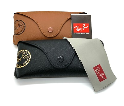 #ad Ray ban Leather Pouch Universal Soft Sunglasses Case w Cleaning Cloth amp; GiftBox $9.59