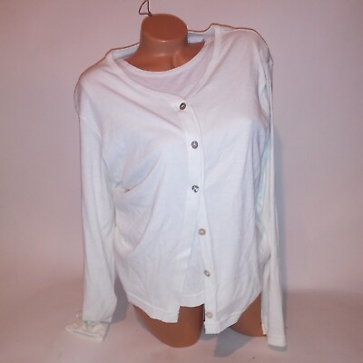 #ad Bedford Fair Set Womens Tank amp; Cardigan Large White Long Sleeve Solid Button Up $29.99