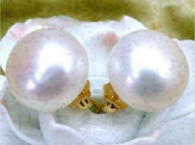 #ad Real AAAAA Akoya 10 11mm white stud pearl earrings 14k Limited time promotion $13.99