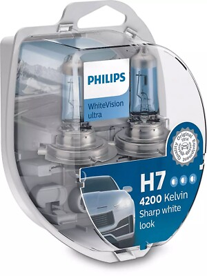 #ad Philips White Vision Ultra Headlight Bulbs H7 12972WVUSM 4200K 2 X W5W NEW $44.00