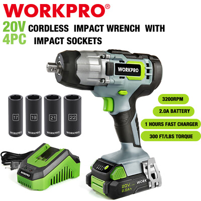 #ad 20V Cordless Impact Wrench 1 2#x27;#x27;320Ft Pounds Max Torque 4PC Drive Impact Sockets $89.99