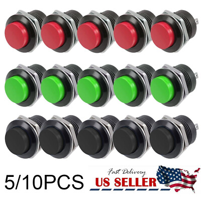 #ad 16mm 2 Pins Push Button Switch Non Lock Momentary Open Round Metal 5 10PCS $6.99