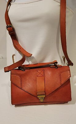 #ad Madewell Red Leather Crossbody Flap Small Bag Purse $39.99