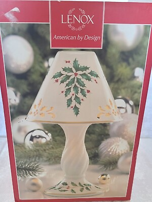#ad #ad Lenox Holly Berry Holiday Candle Lamp 10 in NEW $34.99