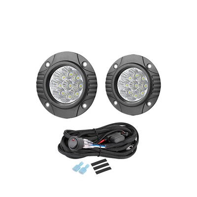 #ad 2x 4quot; Round Flush Mount LED Work Light Bar Driving Rear Bumper Pods Wiring Kit $141.99