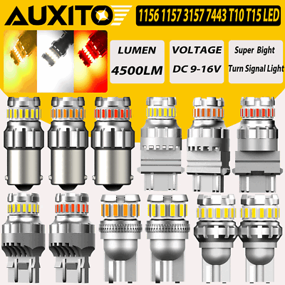 #ad AUXITO 1157 3157 7443 LED Turn Signal Light Bulbs CANBUS Anti Hyper Flash Amber $21.99