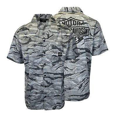 #ad #ad Harley Davidson Men#x27;s Grey Bar amp; Shield Camo Shirt Allover Custom Print S62 C $44.00