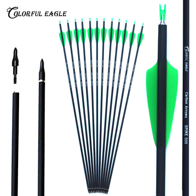 Archery Carbon Arrows 28 30 31inch Spine 500 For Compound amp; Recurve Bow Hunting $26.31