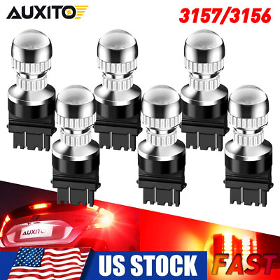 #ad 6pcs AUXITO Light 3157 3156 LED Brake Tail Turn Signal Light Bulb Lamp Super Red $37.04