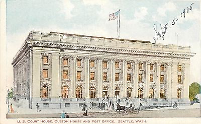 #ad Seattle Washington US Court House Customs Post Office 1905 Artist PC $5.00