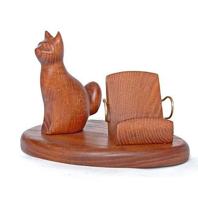 #ad Wooden Hand Carved Stand for Mobile Smartphone Universal Handmade model * CAT * $39.99