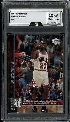 #ad 1997 Upper Deck #18 Michael Jordan GRADED 10 GEM MINT HOF Chicago Bulls $20.00