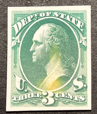 #ad Travelstamps: US Official Stamps Scott #O59P4 3¢ Proof on Card Mint NGAI H $26.99