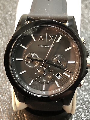 #ad Armani Exchange Active Chronograph Men#x27;s Watch AX1326 Black New Battery $69.99