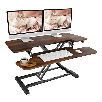 #ad FlexiSpot 35quot; Standing Desk Riser Keyboard Tray Stand Up Desk Converter Rustic $139.99