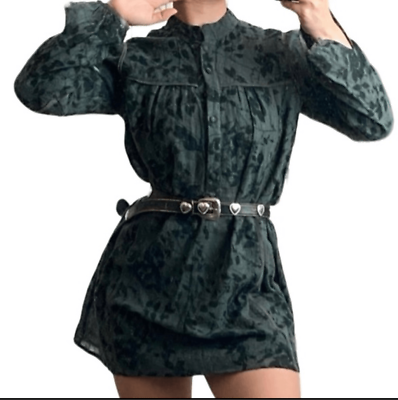 #ad #ad BAamp;SH Floral Forest Green Winter Mini Dress Sz 2 $40.00