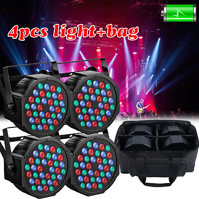 #ad 4X108W 36 LED RGB Par Can Stage Lights Flat DMX DJ Bar Uplighter Lighting amp; Bag $10.99