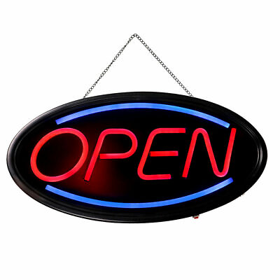 LED Oval Neon Open Sign Animated Motion Business Hour Light Board 18.9quot; x 9.8quot; $29.99