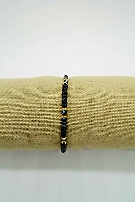 #ad black beads Turkish eye with gold plated beads $18.00
