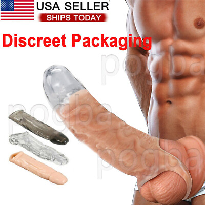 #ad Penis Extender Extension Sleeve Realistic Penis Sheath Girth Enhancer Condom Men $7.99