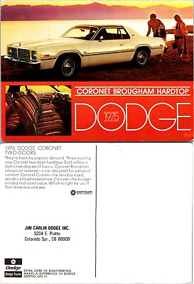 #ad 1975 Dodge Coronet Brougham Hardtop Two Doors Luxury Vehicle VTG Postcard $9.89