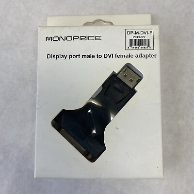 #ad DisplayPort Male to DVI D Female Single Link Adapter 1920x1200 250MHz NOS $4.99