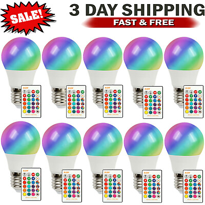 #ad 10 PACK 16 Colorful RGBW LED Light Bulb Bright Party Disco Club Lamp w Remote $7.02