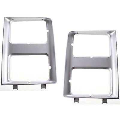 #ad New Headlight Doors Bezels Set of 2 Driver amp; Passenger Side Chevy Silver Pair $29.61