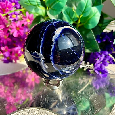 #ad Natural Blue Sodalite Ball Quartz Crystal Home Decor Sphere Reiki Healing Stone $70.00
