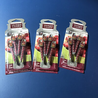 #ad 3x Yankee Candle Black Cherry Car Vent Stick Air Freshener Clips 3 Pk $16.95
