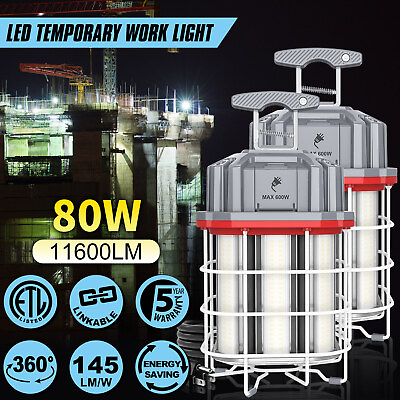 #ad 2X 80W LED Temporary Work Light 11600Lm Construction Jobsite Hanging Lamp 5000K $111.00