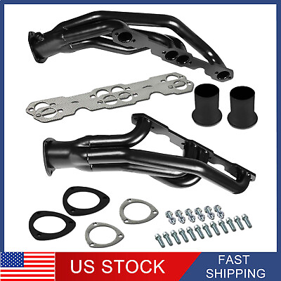 #ad For 88 97 Chevy GMC Truck 1500 2500 3500 5.0L 5.7L Steel Headers Black Coated $132.99