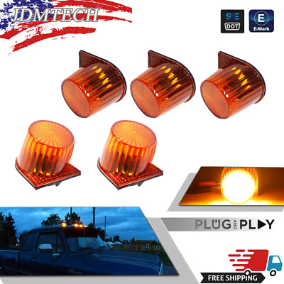 #ad 5x Full LED Amber Roof Cab Clearance Light Set For 84 93 Dodge D W Series Pickup $39.99