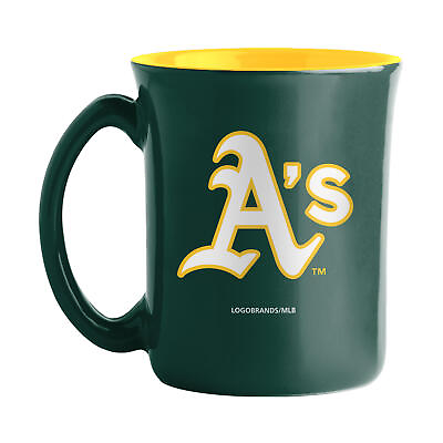 #ad MLB Large 15oz Two Toned Cafe Mug Team Logo Inner Color Oakland Athletics $24.95