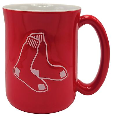 #ad Large 15oz Sculpted Cafe Mug with Raised Logo and Inner Color Boston Red Sox $21.95