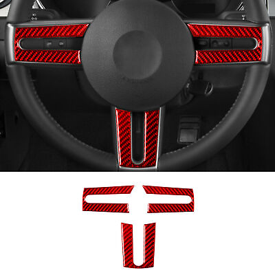 Red Carbon Fiber Interior Steering Wheel Cover Trim For Ford Mustang 2005 2009 $12.99