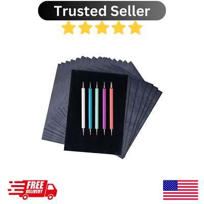 #ad 200 Sheets Carbon Transfer Paper Graphite Tracing Papers Black for Wood Canvas $9.55