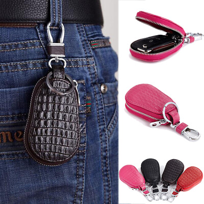 #ad Leather Smart Remote Car Key Fob Case Cover Zipper Wallet Keychain Holder Bags $8.96