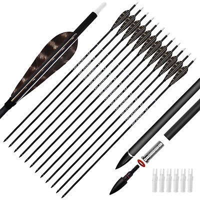 Hunting 100% Pure Carbon Arrows 30#x27;#x27; Spine 400 12 Pack 4#x27;#x27; Turkey Feather $54.99