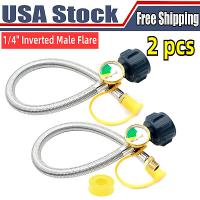 #ad 2X Male 1 4quot; Inverted NPT RV Propane Hose15quot; Propane Tank Pigtail Connector QCC $23.99