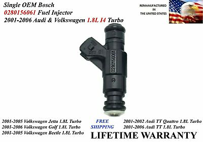 #ad Single Genuine Bosch Fuel Injector for 2001 2005 Volkswagen Beetle 1.8L I4 Turbo $35.00